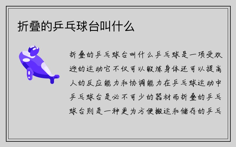 折叠的乒乓球台叫什么