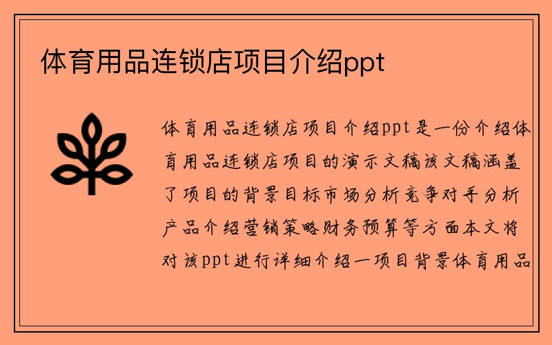 体育用品连锁店项目介绍ppt